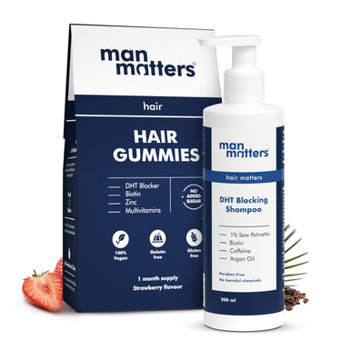 Man Matters Anti Hair Fall Shampoo and Biotin Hair Gummies | Strengthens and Smoothen your hair | Pack of 200ml Shampoo and 30 Gummies